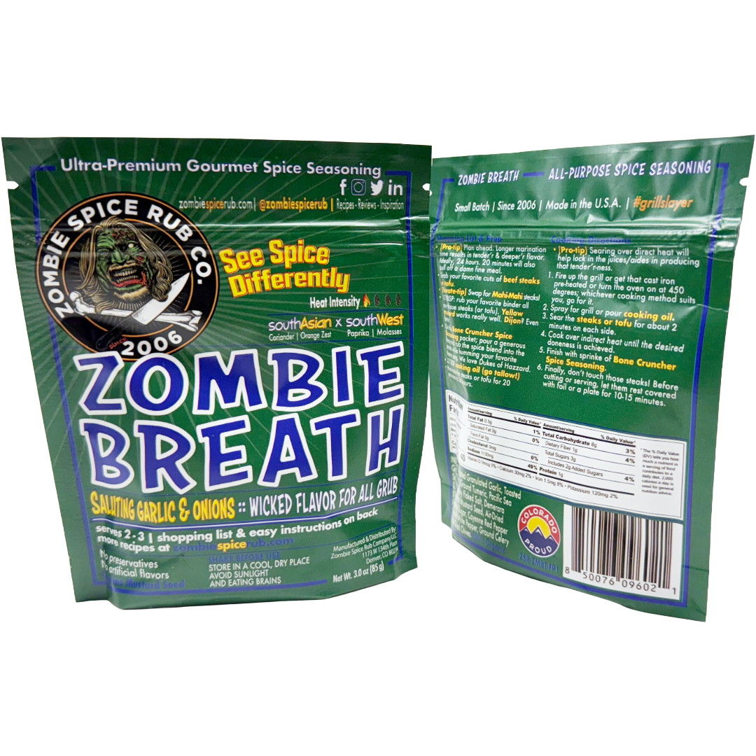 Zombie Spice Rub Co. | Zombie Breath | Go Spice Pouch to Get Hooked | Saluting Onion and Garlic Forever - BBQRubs.com