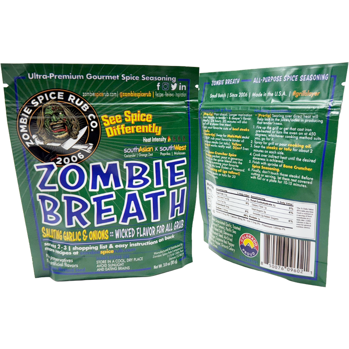 Zombie Spice Rub Co. | Zombie Breath | Go Spice Pouch to Get Hooked | Saluting Onion and Garlic Forever - BBQRubs.com